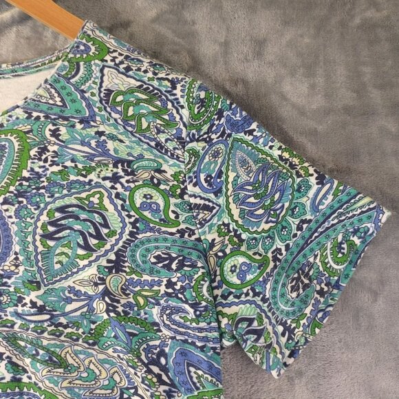 Rebecca Malone Petite Paisley Print T-Shirt PL Cotton/Polyester Blend Multicolor - Picture 7 of 9
